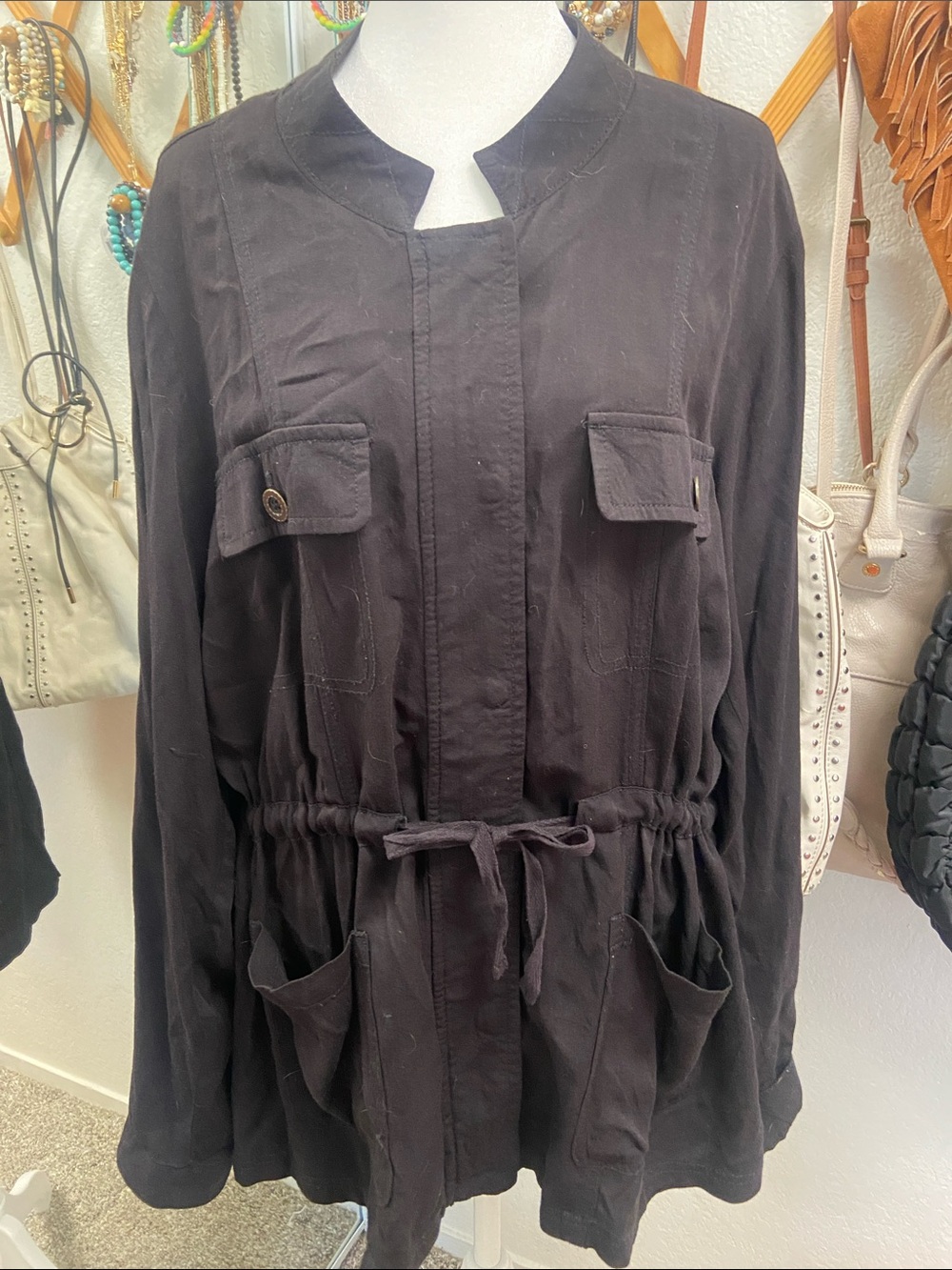 Maurices Black Drawstring Utility Jacket, women’s XL